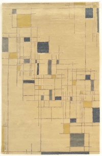 Aspire Wool Lazer Ivory & Blue 5' x 8' Area Rug