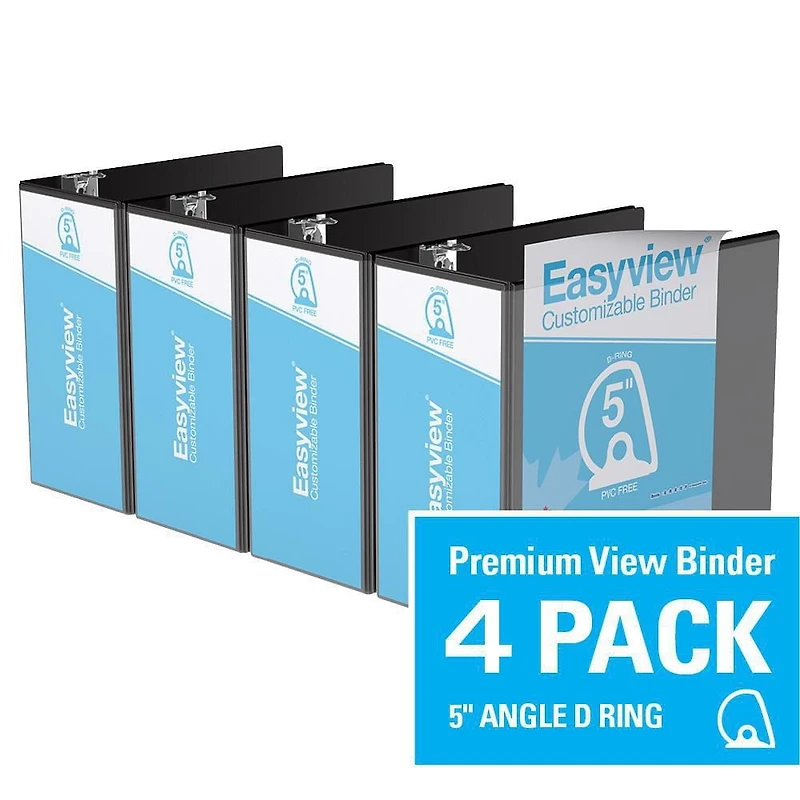 Davis Group, Easyview Premium, D Ring, Customizable, View Binder, 4 Pack, 5"