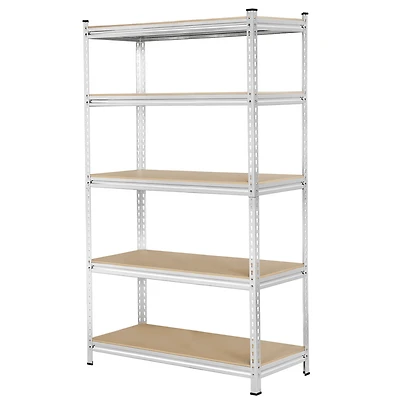 Fullfurnique 73.5″ Height 5 Tiers Adjustable Boltless Storage Shelf, Silver