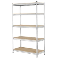 Fullfurnique 73.5″ Height 5 Tiers Adjustable Boltless Storage Shelf, Silver