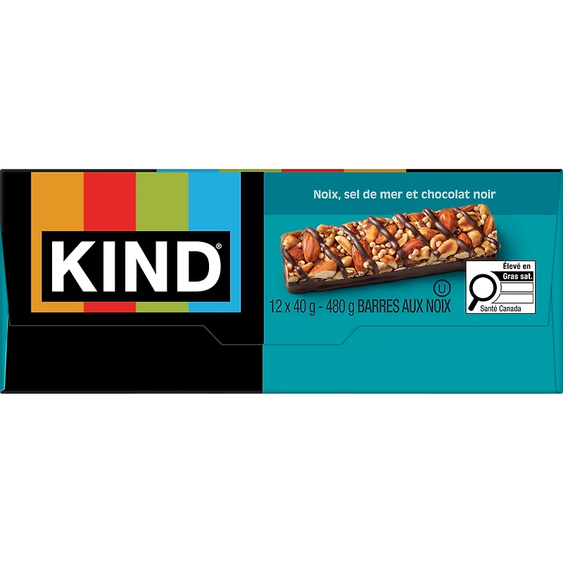 KIND Barre aux Noix, Sel de Mer et Chocolat Noir, 40 g, 12 Barres