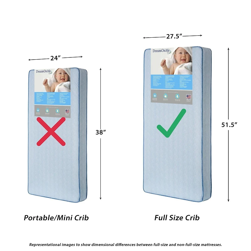 Dream On Me Moonlight Crib and Toddler Coil Mattress, Model #150-130 In Blue