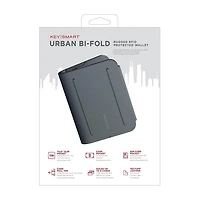 KeySmart Urban RFID Leather Bi-fold Wallet - Grey/Black