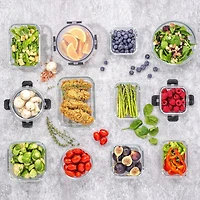 JoyFul by JoyJolt 24 Piece Glass Storage Containers with Leakproof Lids Set - Black