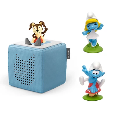 Tonies Playtime Puppy Starter Set Blue - Bilingual PLUS Les Schtroumpfs La Grande Schtroumpfette & Tonies Audio Figurine - Les Schtroumpfs - L'Aéroschtroumpf (French Only) Bundle