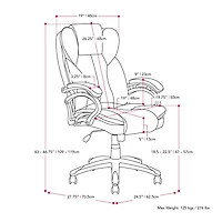CorLiving Leon Faux Leather PU Fabric Upholstered Adjustable Height Lumbar Support Tilting Executive Office Chair