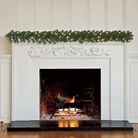 Holiday Time Madison 9' Pre-Lit Pine Christmas Garland - Green, 150 tips; incandescent lights