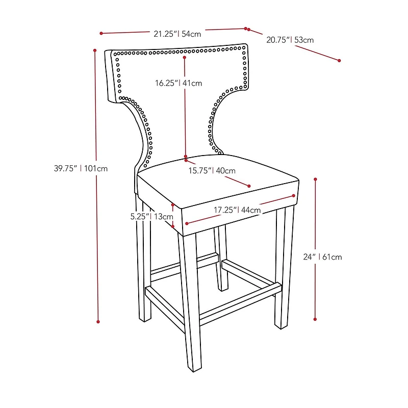 CorLiving Kings Studded Bonded Leather Counter Height Barstools