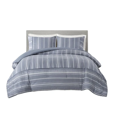 Kent 3 Piece Striped Herringbone Oversized Comforter Set
