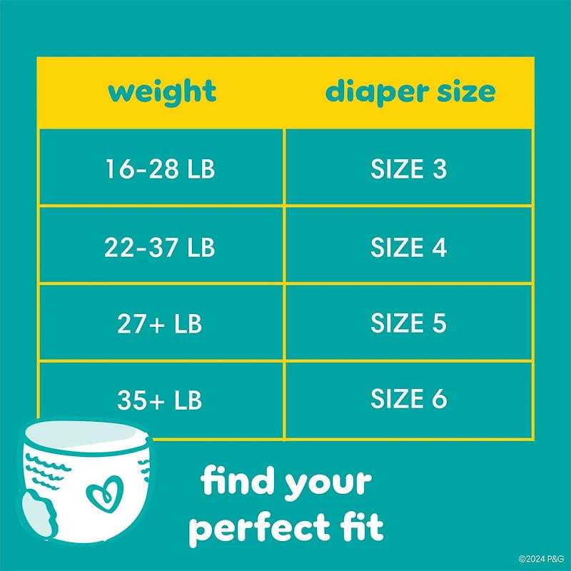 Couches à enfiler Pampers Swaddlers 360, taille 7 pour une protection de la peau jusqu’à 100 % sans fuites et des changements faciles 40CT