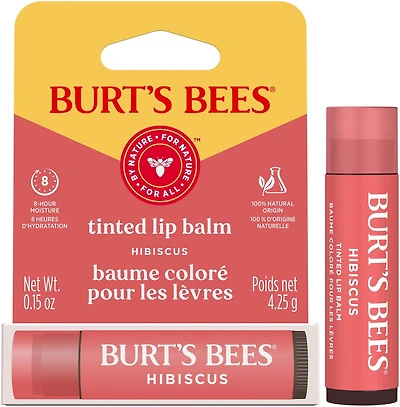 Burt's Bees 100% Natural Origin Moisturizing Tinted Lip Balm, Hibiscus with Shea Butter