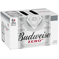 Budweiser Zero Non-Alcoholic Beer 6x355ml Cans, 0.0% Fully Brewed Non-Alcoholic Beer