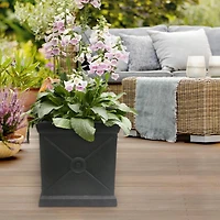Tierra Verde 15" W x 16" H Allegro Monarch Square Self-Watering Planter - Black, Indoor/Outdoor