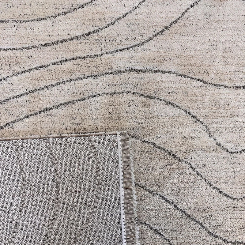 Tapis d'interieur abstrait Rug Branch Casa, beige creme, moderne - Salon, chambre, salle a manger et cuisine