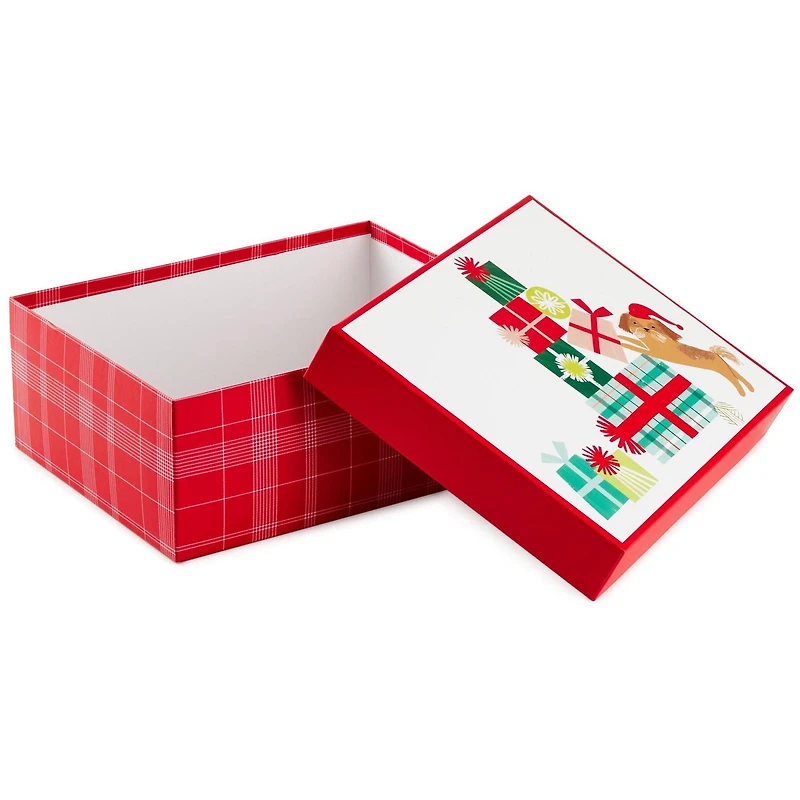 Grande boîte-cadeau de Noël avec couvercle – Hallmark (Chiot et cadeaux)