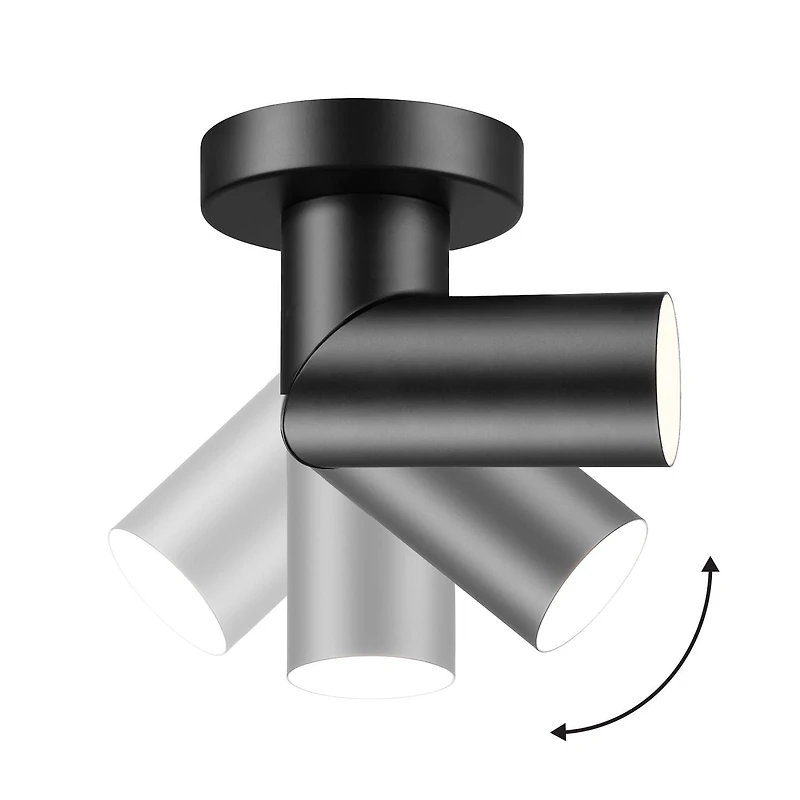 4.5" Matte Black Convertible Wall or Ceiling Mount LED Integrated Track Lighting Spotlight with Pivoting Track Head