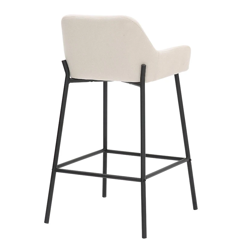 Modern Fabric and Metal  26" Counter Stool, Set of 2 - Beige and Black