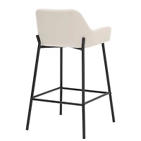 Modern Fabric and Metal  26" Counter Stool, Set of 2 - Beige and Black
