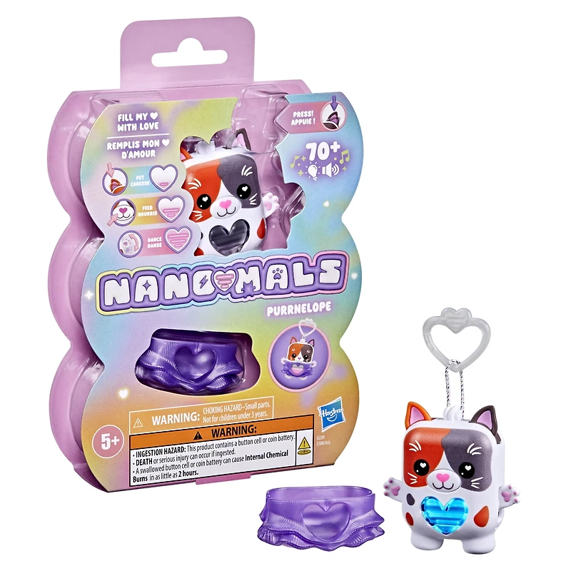 Hasbro Nano-mals Purrnelope la chatte tricolore, compagnon électronique