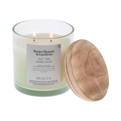Bougie parfumée en pot ombré à 2 mèches à la cire de paraffine 12 oz Better Homes & Gardens, Marée salée Mélange de cire de paraffine
