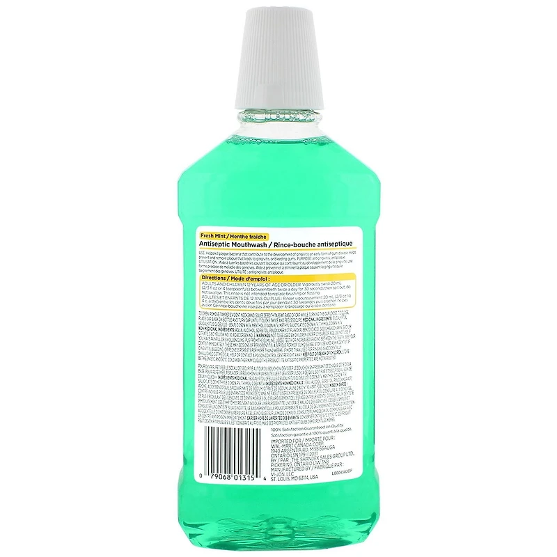 Equate Fresh Mint Antiseptic Mouthwash, 1 L