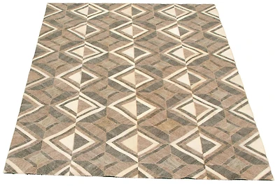 ECARPETGALLERY 4'11" x 7'9" Contemporary Cowhide Patchwork Handmade Area Rug for Living Room, Dining Room and Bedroom in Brown