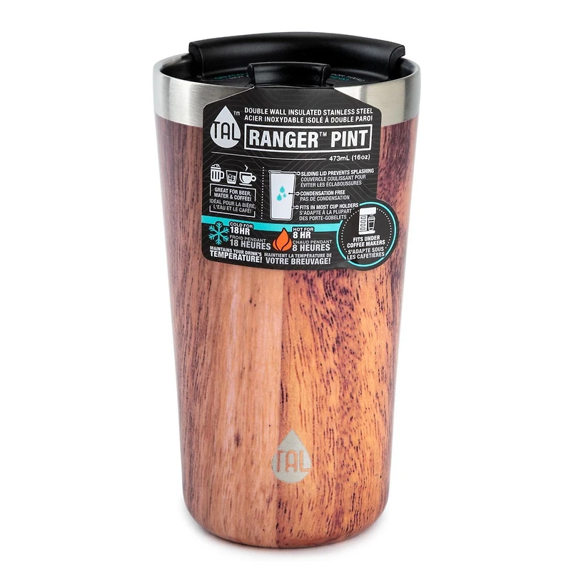 TAL Stainless Steel Ranger Pint 16 fl oz, Wood