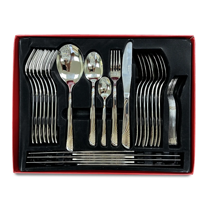 Ensemble de 34 couverts en acier inoxydable Kitchen Star – Doré