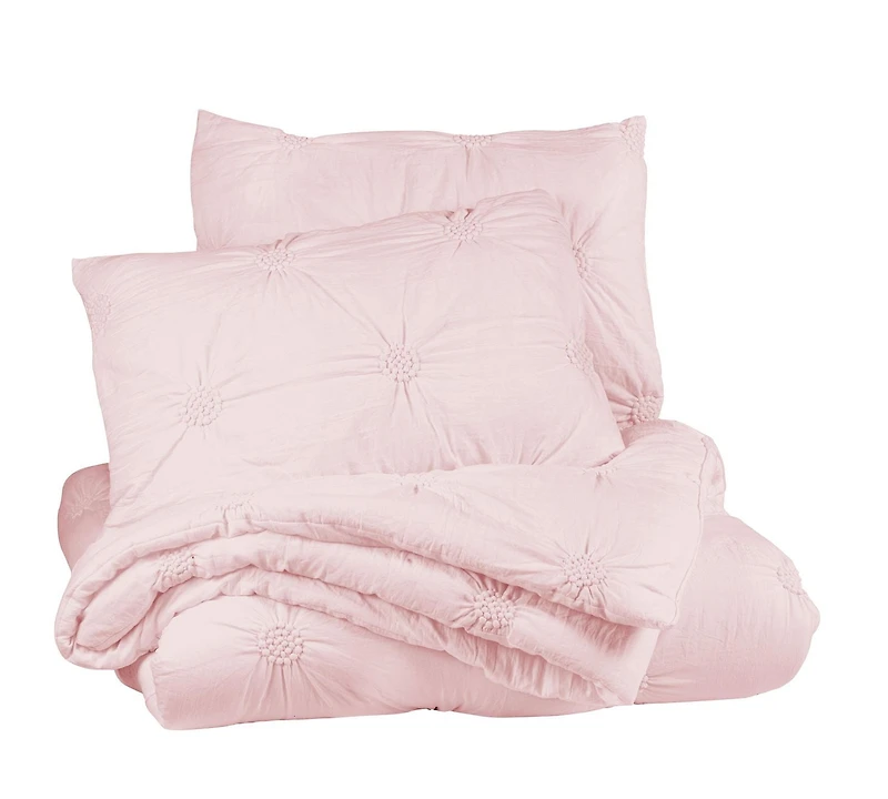 Ensemble de couvre-lit floral froncé