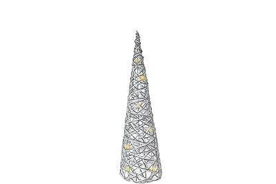 Led White and Silver Paper Cone Tree Small 15.75"