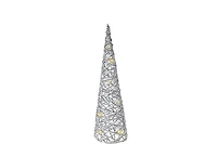 Led White and Silver Paper Cone Tree Small 15.75"