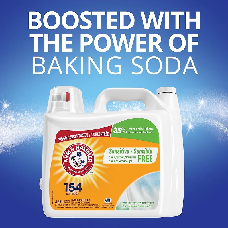 Arm & Hammer Sensitive Skin Scent Free Liquid Laundry Detergent, 154 Loads, 4.55-L