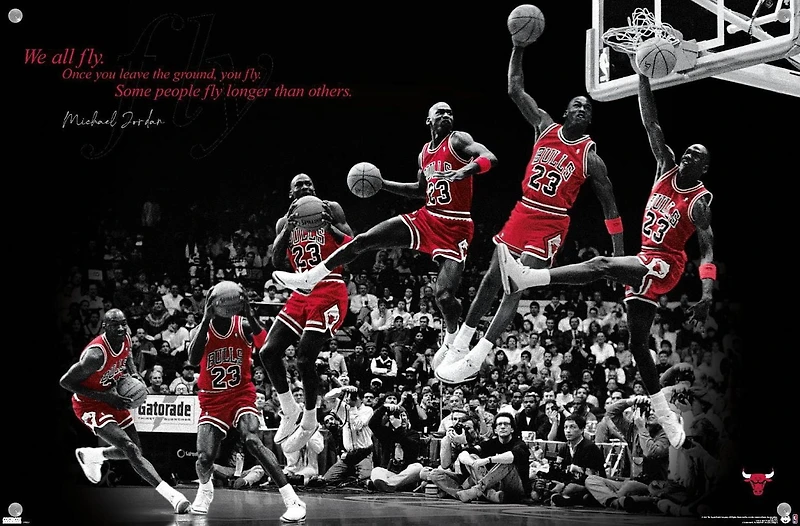 Michael Jordan - Fly 14.725" x 22.375" Wall Poster with Poster Mounts, by Trends International