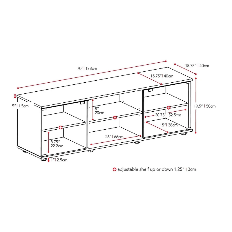 CorLiving Fiji TV Bench, For TVs up to 80"