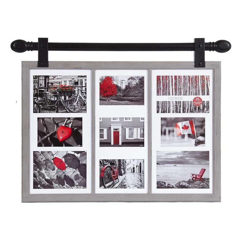 Barndoor 9 Opening Graywash Collage Frame, 27in W x 19.5in H