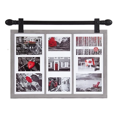 Barndoor 9 Opening Graywash Collage Frame, 27in W x 19.5in H