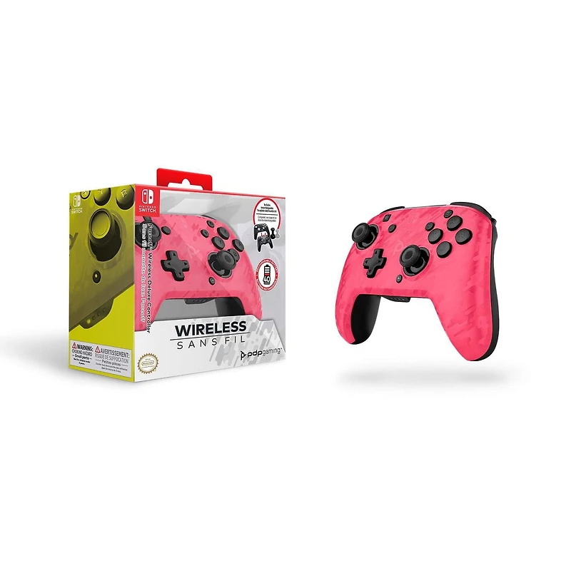 PDP Faceoff™ Wireless Deluxe Controller: Pink Camo - Nintendo Switch