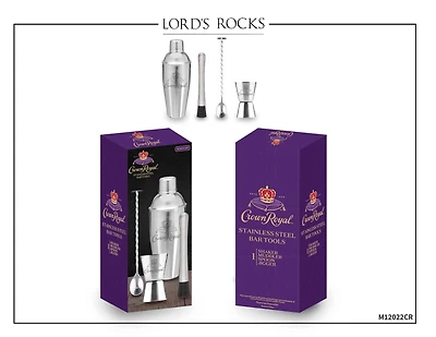 Crown Royal 4-Piece Stainless Steel Bar Tools Set Perfect Home Bartending Kit