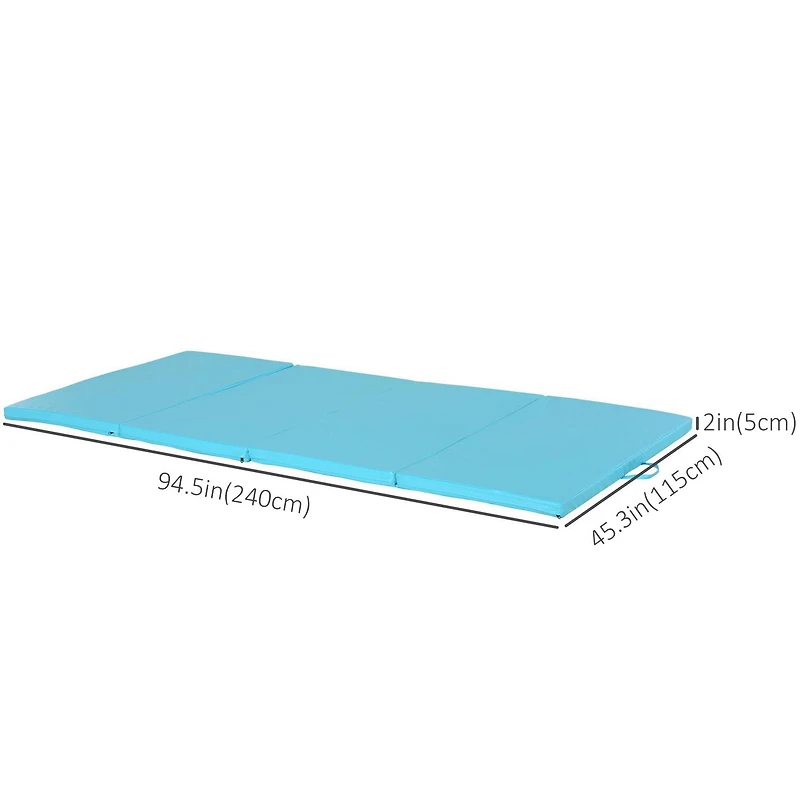 Soozier Tapis de gymnastique en PU Tapis d'étirement Yoga Sport Tumbling Bleu clair