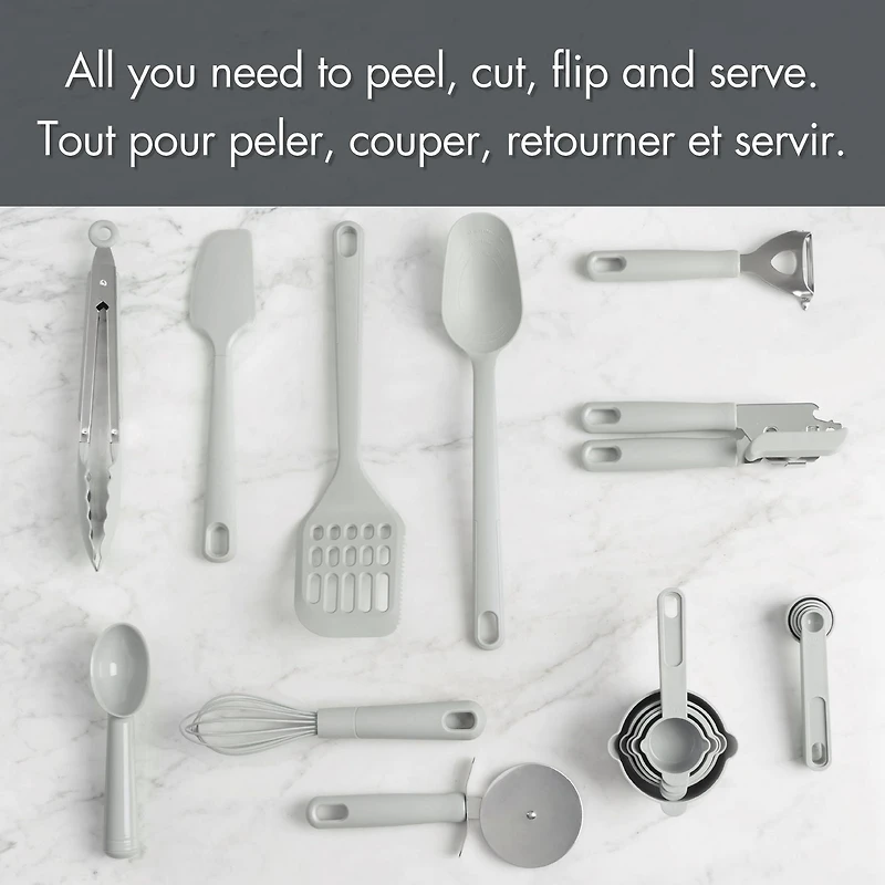 19PC Kitchen Utensil Set, Grey