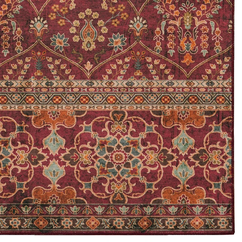 Neil 3' x 5' Washable Accent Rug, Garnet and Ivory