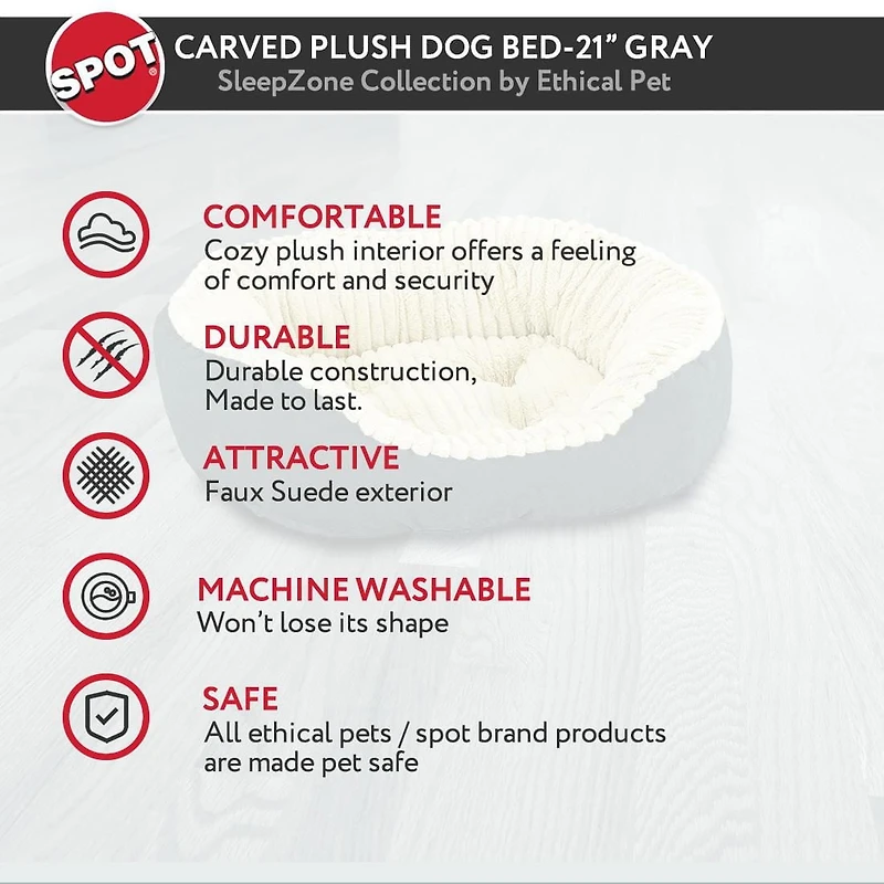 Sleep Zone Carved Plush Dog Bed