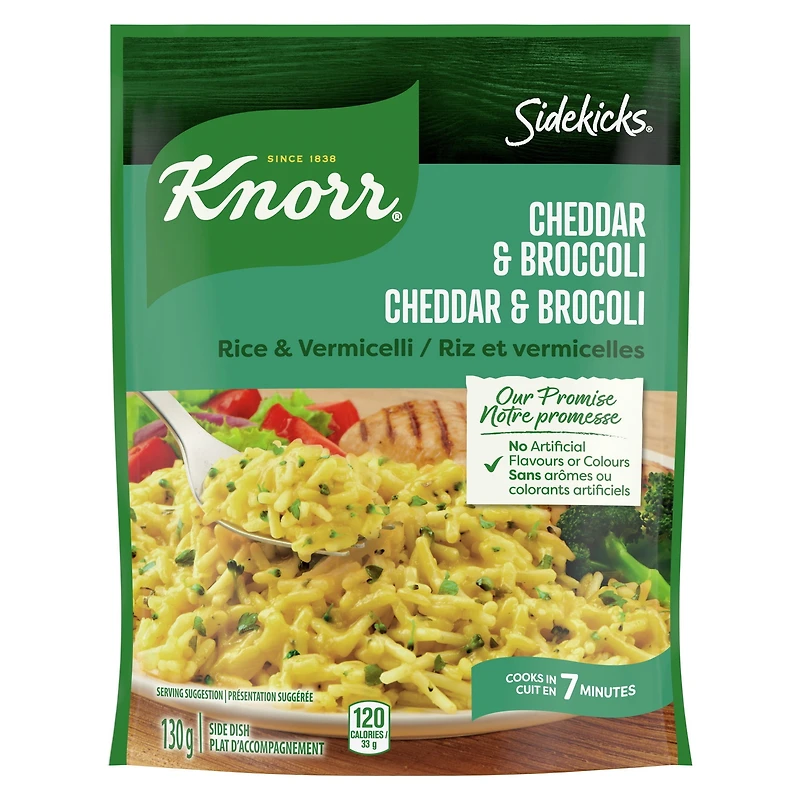 Plats d'accompagnement de Riz Knorr Sidekicks Cheddar & Brocoli 130 g Plats d'accompagnement