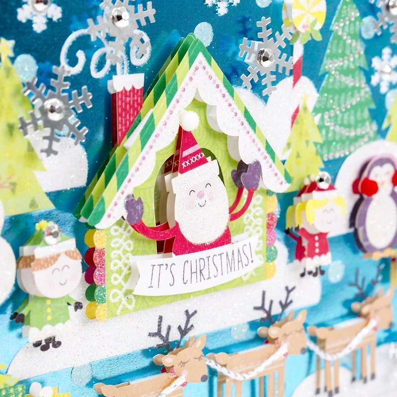 Hallmark Signature Christmas Card (Santa and Reindeer Scene)