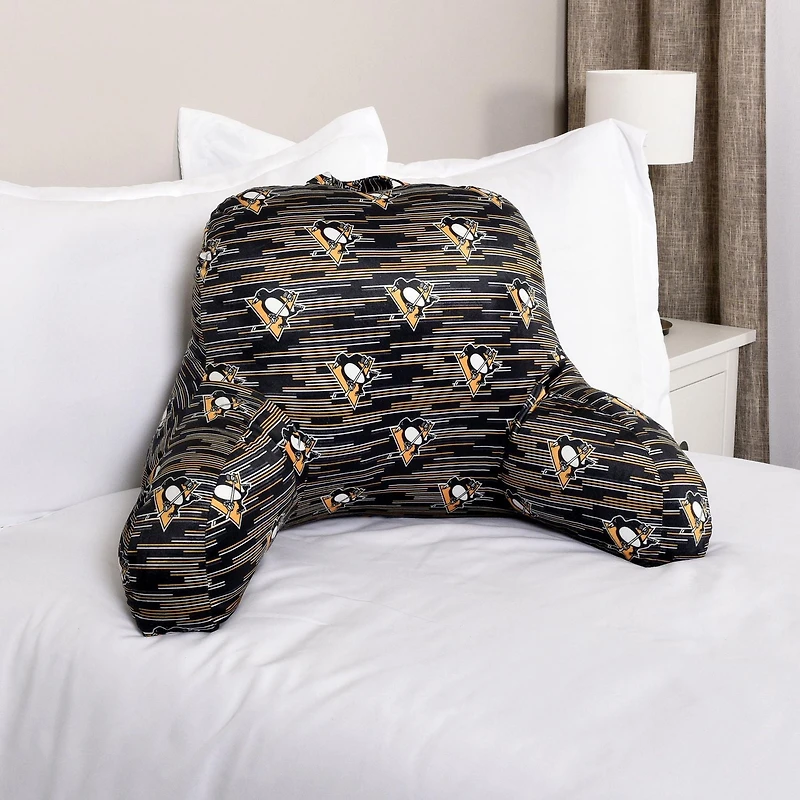 NHL Pittsburgh Penguins Bedrest Pillow with Arms and Pockets by Nemcor (26”x16”)