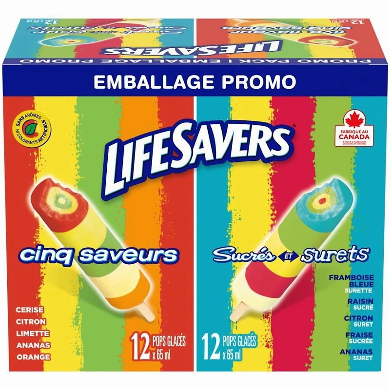 Pops glacés LIFESAVERS assortis 24 x 65 ml