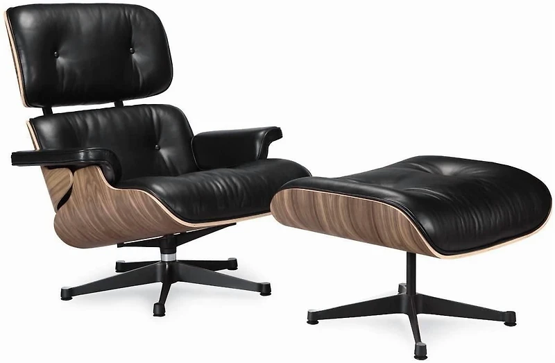 Nicer Furniture chaise longue en cuir classique moderne avec pouf GRANDE