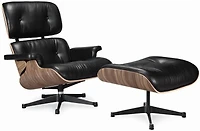 Nicer Furniture chaise longue en cuir classique moderne avec pouf GRANDE