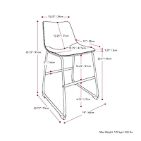 CorLiving Palmer Lot de 2 tabourets de bar d'intérieur modernes à dossier moyen, rembourrés en similicuir et hauteur comptoir