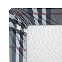 Marina Decoration Soft Silky Rich Printed Rayon from Bamboo All Season Duvet Cover Fitted Sheet Ensemble Bedding Set with Zipper and Corner Tie, Modern Grey Tartan Pattern